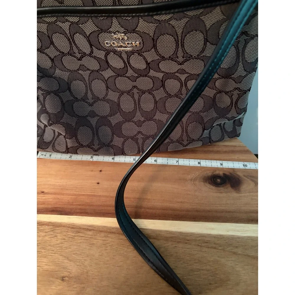 Coach Signature File Crossbody Bag Black Grey Jacquard Canvas F29960 EUC